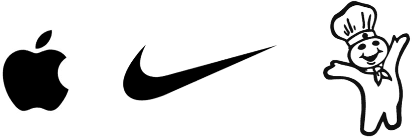 Apple, Nike and Pillsbury Doughboy logos