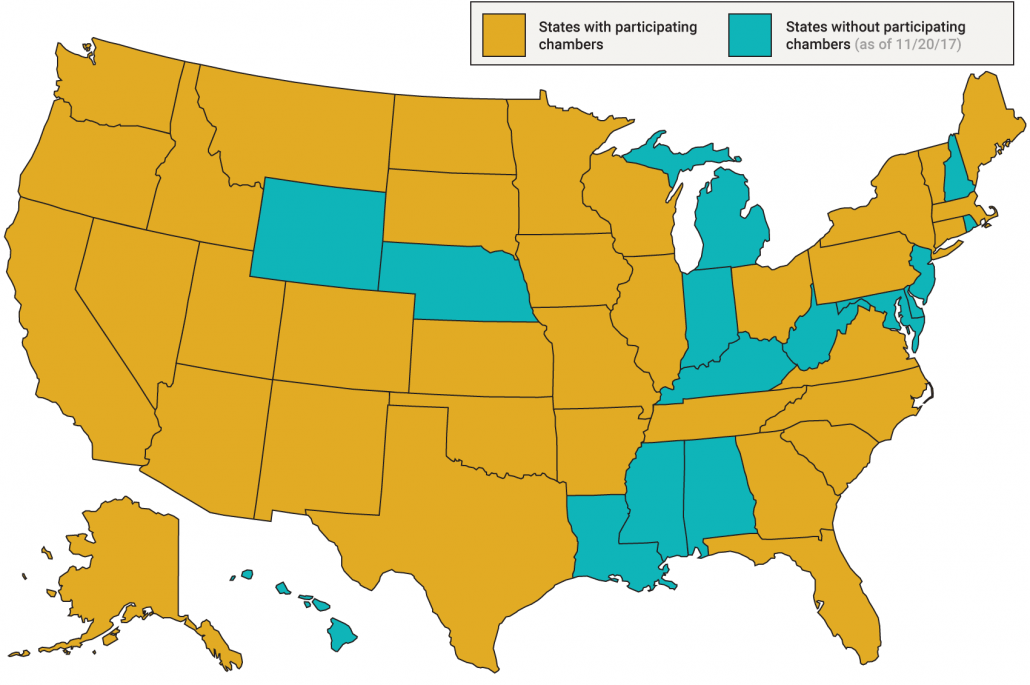 US States that have signed up for the Chamber Study