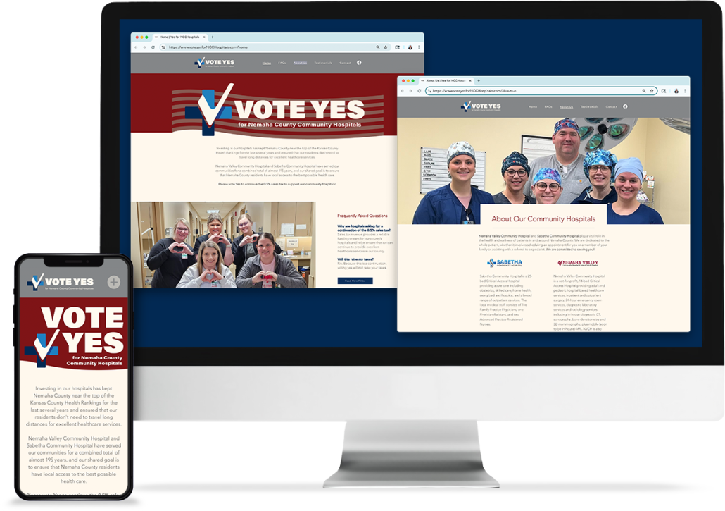 Vote Yes website on screen and 